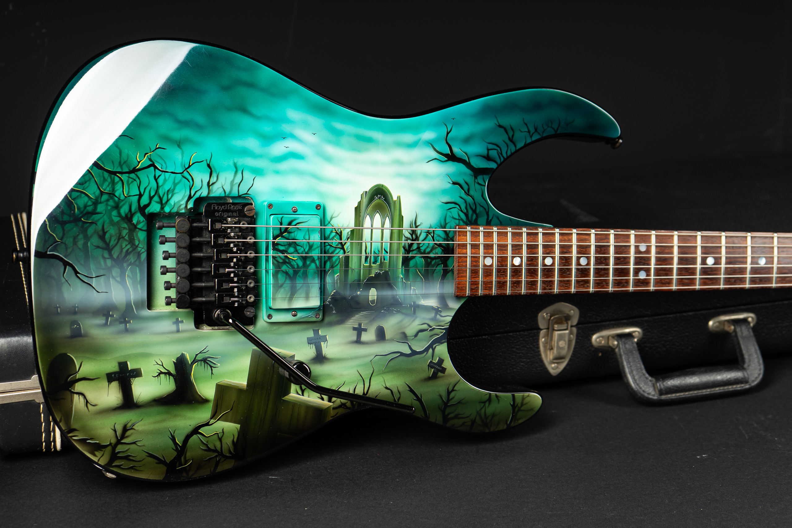1990 Neal Moser Custom S - Cemetery Graphic - GuitarPoint