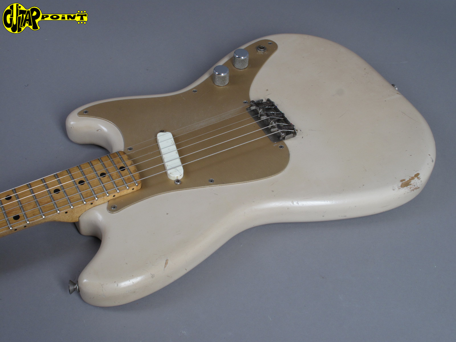 1956 Fender Musicmaster – Desert Sand – First Year! – GuitarPoint