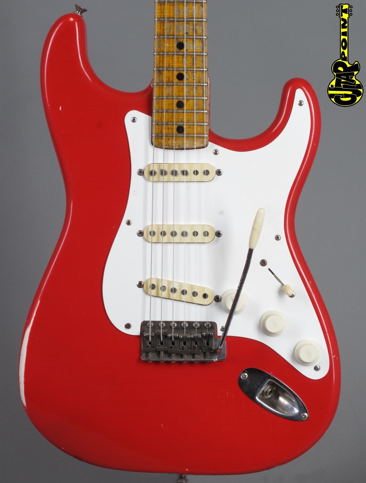 fender stratocaster fiesta red maple neck