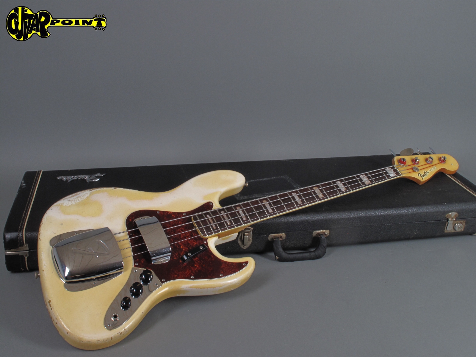 1966 Fender Jazz Bass Olympic White Matching Headstock Guitarpoint