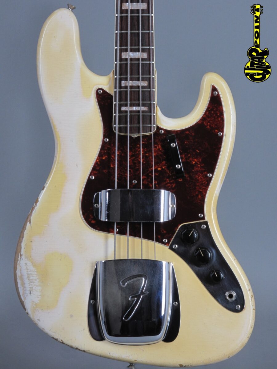 1966 Fender Jazz Bass Olympic White Matching Headstock Guitarpoint