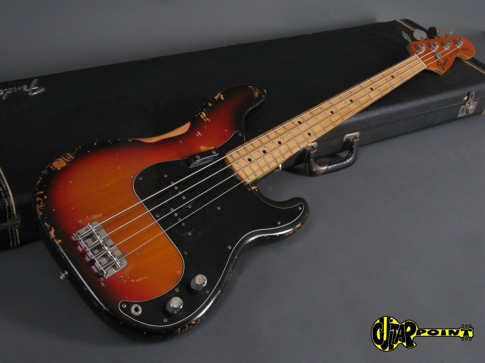 fender precision bass sunburst black pickguard