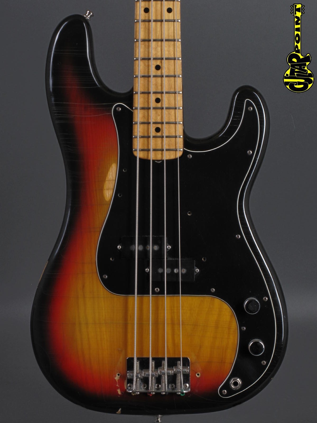 fender precision bass sunburst black pickguard