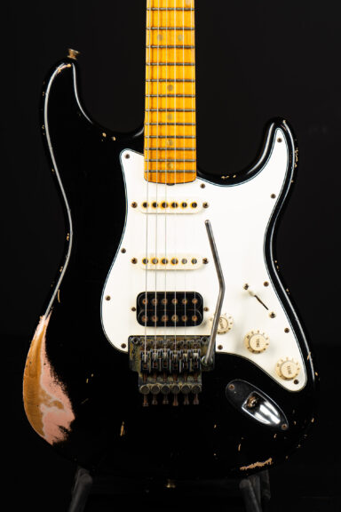 2012 Fender John Cruz Masterbuilt 1966 Stratocaster HSS Floyd - Black over Shell Pink JC2000