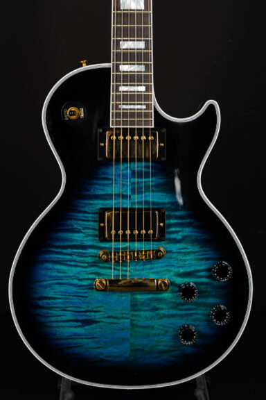 Gibson Les Paul Custom Flametop Carmelita Neck - Aqua Blue Burst